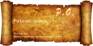 Petres Ormos névjegykártya