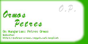 ormos petres business card